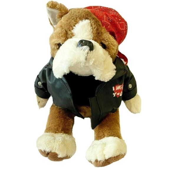 Dan Dee Bulldog Plush Bulldog – I Wuff You Valentine’s Day Stuffed Animal Biker - Picture 1 of 9